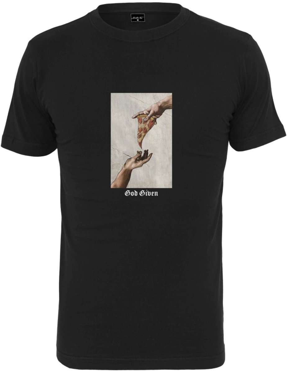 Mister Tee God Given Pizza Heren Tshirt S Zwart
