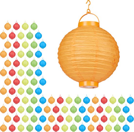 Relaxdays LED Lampions weiß, 10 Stück, batteriebetrieben, Draußen