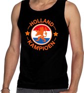 Zwart fan tanktop voor heren - Holland kampioen met oranje leeuw - Nederland supporter - EK/ WK kleding / outfit L