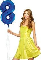 Blauwe cijfer ballon 8 inclusief helium gevuld.