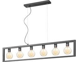 Home Sweet Home - Moderne Hanglamp Fito - 6 lichts hanglamp gemaakt van Metaal - Zwart - 140/12/125cm - Pendellamp geschikt voor woonkamer,