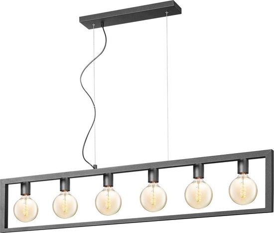 Home Sweet Home - Moderne Hanglamp Fito - 6 lichts hanglamp gemaakt van Metaal - Zwart - 140/12/125cm - Pendellamp geschikt voor woonkamer, slaapkamer en keuken- geschikt voor E27 LED lichtbron