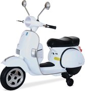 Wit Vespa PX150, elektrische scooter voor kinderen 12V 4.5Ah, 1 plaats met radio