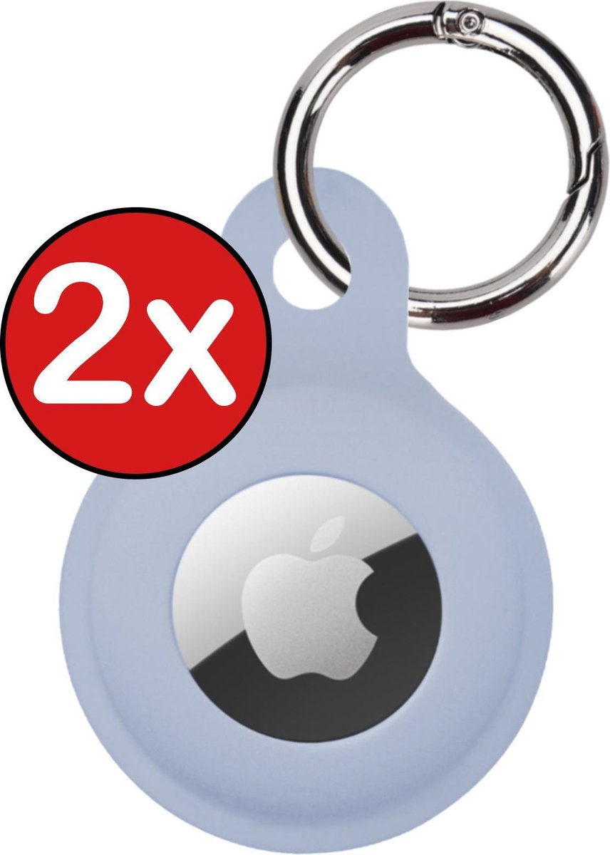 Hoesje Geschikt voor Apple AirTag Sleutelhanger Hoesje Siliconen Hanger - Hoesje Geschikt voor Apple AirTag Hanger Sleutelhanger Hoesje - Grijsblauw - 2 PACK