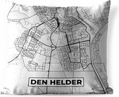 Buitenkussen Weerbestendig - Stadskaart - Den Helder - Grijs - Wit - 50x50 cm - Plattegrond