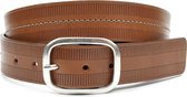 Leren herenriem cognac 4 cm breed - Cognac - Sportief - Echt Leer - Taille: 90cm - Totale lengte riem: 105cm