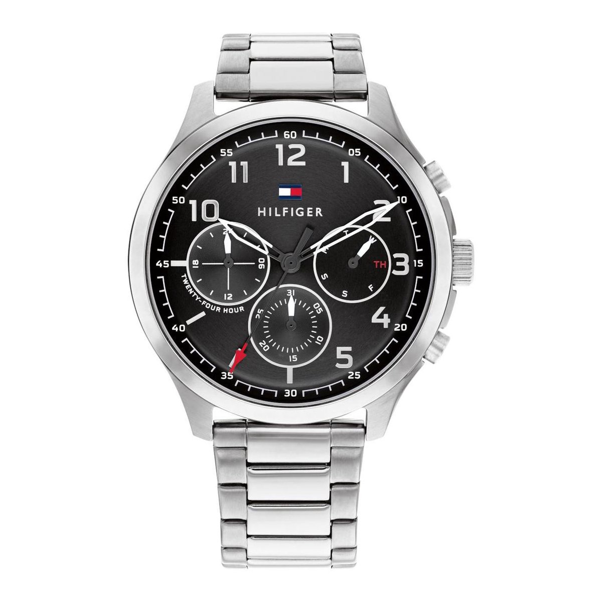 Tommy Hilfiger TH1791852 horloge heren staaal zwarte wijzerplaat chrono stalen band