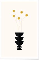 JUNIQE - Poster Flower Vase -20x30 /Roze & Zwart