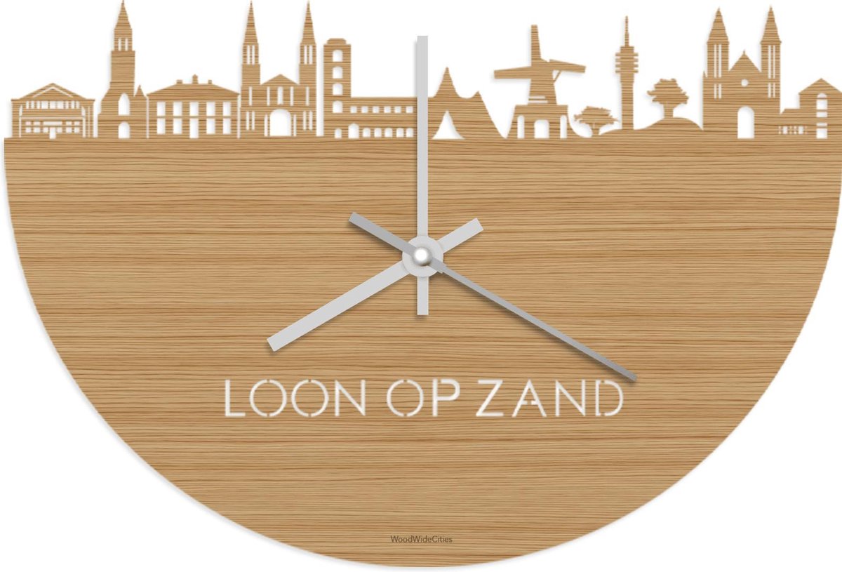Skyline Klok Loon op Zand Bamboe hout - Ø 40 cm - Stil uurwerk - Wanddecoratie - Meer steden beschikbaar - Woonkamer idee - Woondecoratie - City Art - Steden kunst - Cadeau voor hem - Cadeau voor haar - Jubileum - Trouwerij - Housewarming -