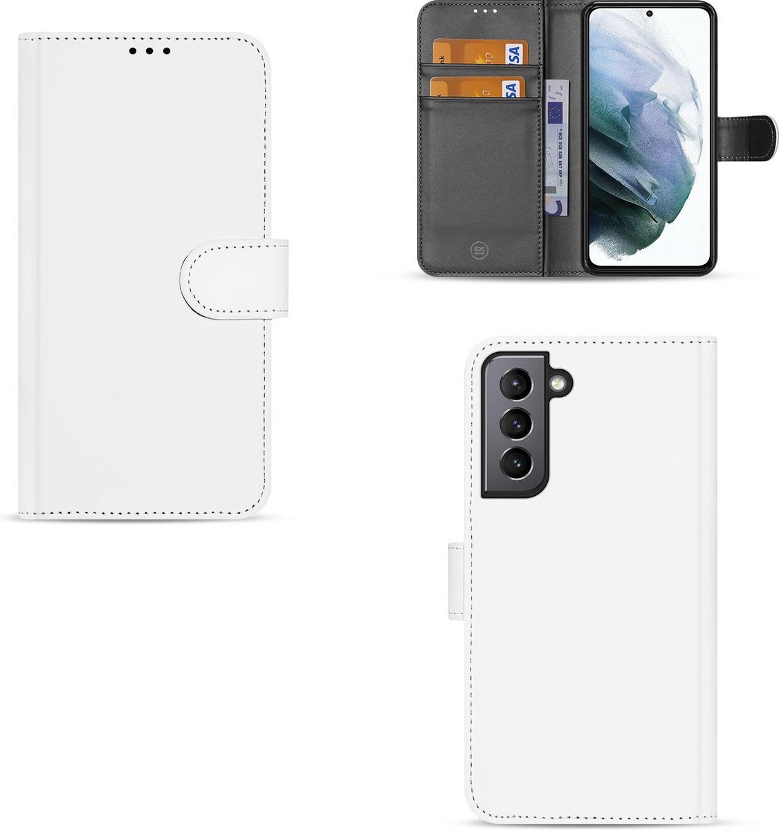 Boekhoesje voor Samsung Galaxy S21 FE Book Case Wit met Pasjeshouder