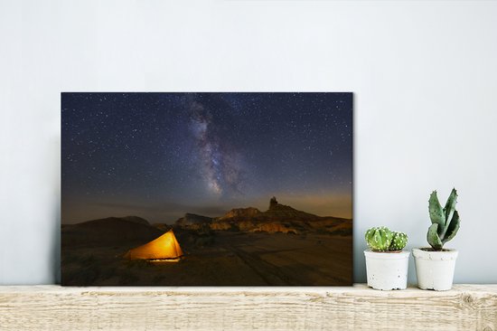 Une tente lumineuse dans un paysage de montagne 30x20 cm - petit - Tirage photo sur toile (Décoration murale salon / chambre)