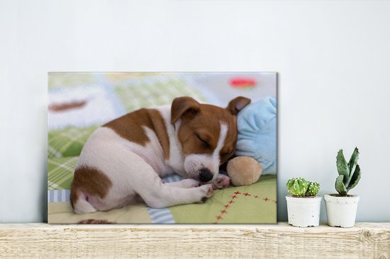 Peintures sur Toile Puppy - Sommeil - Couverture - 30x20 cm - Décoration murale