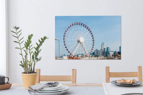 Grande roue en toile Honk Kong 2cm 90x60 cm - Tirage photo sur toile (Décoration murale salon / chambre)