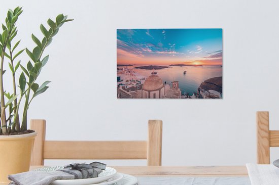 Grèce au coucher du soleil 30x20 cm - petit - Tirage photo sur toile (Décoration murale salon / chambre)