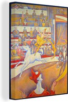 Canvas schilderij 120x160 cm - Wanddecoratie Het circus - Schilderij van Georges Seurat - Muurdecoratie woonkamer - Slaapkamer decoratie - Kamer accessoires - Schilderijen