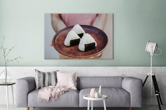 Peintures sur toile - Onigiri - Assiette - Japon - 140x90 cm - Décoration murale