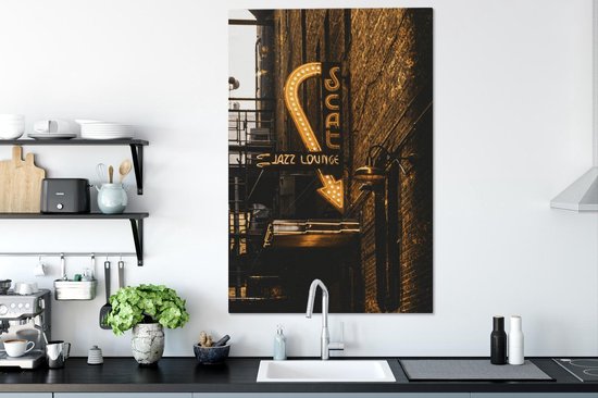 Toile Peinture Doré - Assiette - Ville - 80x120 cm - Décoration murale