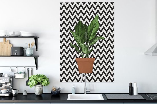 Canvas schilderij 80x120 cm - Wanddecoratie Planten - Plantenbak - Kamerplant - Muurdecoratie woonkamer - Slaapkamer decoratie - Kamer accessoires - Schilderijen op canvas