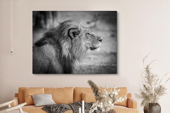 Toile de lion mâle 2cm 160x120 cm - Tirage photo sur toile (Décoration murale salon / chambre) / Animaux sauvages Peintures sur toile XXL / Groot format!