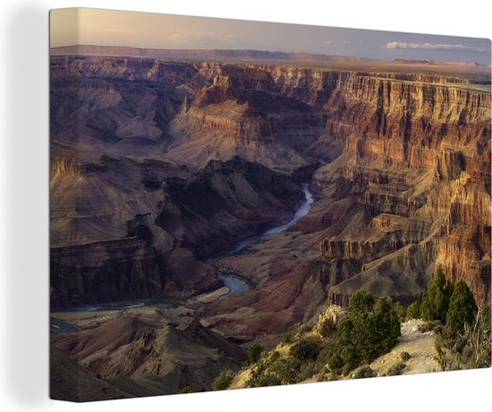 Canvas Schilderij Zonsondergang in het Nationaal park Grand Canyon in de Verenigde Staten - 120x80 cm - Wanddecoratie