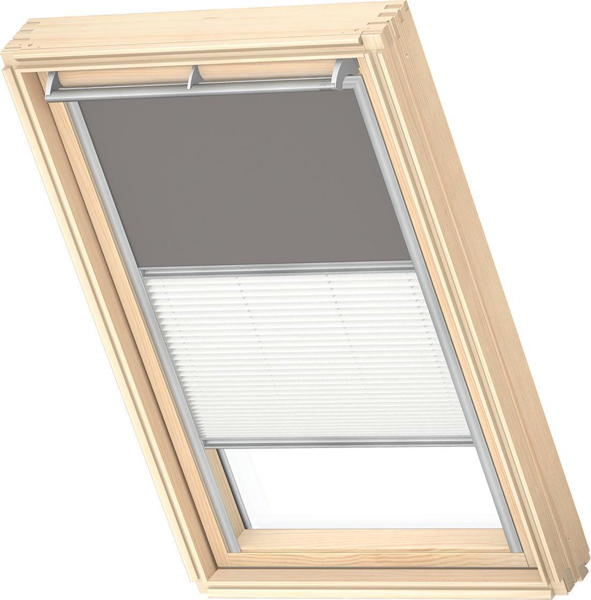 VELUX Origineel Verduisterend Rolgordijn Plus Plissé (DFD), Zilveren Kozijn, MK08, Grey