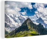Canvas Schilderij Uitzicht op de Mönch en Jungfrau bij Zwitserse Eiger - 90x60 cm - Wanddecoratie
