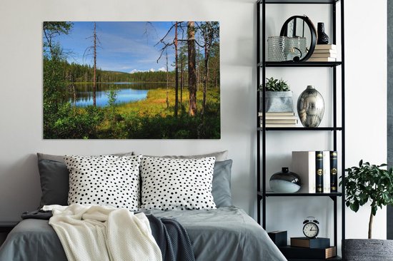 Reflet des forêts dans un lac calme dans le parc national de Skulesogen Toile 120x80 cm - Tirage photo sur toile (Décoration murale salon / chambre)