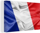 Canvas Schilderij De golvende vlag van Frankrijk - 30x20 cm - Wanddecoratie
