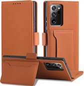 Voor Samsung Galaxy Note20 Sterk magnetisme Vloeibaar gevoel Horizontaal Flip lederen tas met houder & kaartsleuven & portemonnee (bruin)