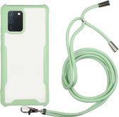 Voor Samsung Galaxy A02s acryl + kleur TPU schokbestendig hoesje met nekkoord (avocado)