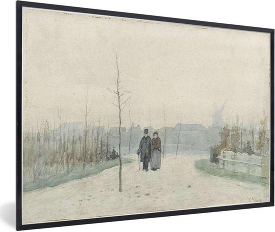 Fotolijst incl. Poster - Oud paar in een nieuw aangelegd park - Schilderij van Anton Mauve - 30x20 cm - Posterlijst