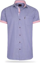 Cappuccino Italia - Heren Overhemden Short Sleeve Blouse Navy Striped - Blauw - Maat L