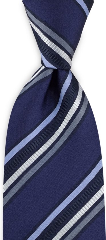 We Love Ties Tie London Connection, pure soie tissée haute densité, bleu marine / bleu clair / gris / blanc