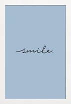 JUNIQE - Poster in houten lijst Smile -20x30 /Blauw