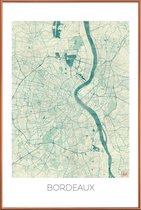 JUNIQE - Poster met kunststof lijst Bordeaux - vintage stadskaart