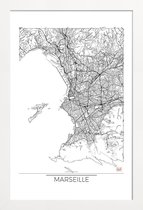 JUNIQE - Poster met houten lijst Marseille - minimalistische