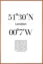 JUNIQE - Poster met kunststof lijst London -30x45 /Wit & Zwart