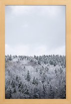 JUNIQE - Poster in houten lijst White Winter Forest -20x30 /Grijs &