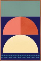 JUNIQE - Poster met kunststof lijst Setting Sun -40x60 /Blauw & Rood