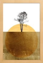 JUNIQE - Poster in houten lijst Golden Ocean -40x60 /Geel