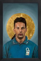 JUNIQE - Poster in houten lijst Football Icon - Roberto Baggio -40x60