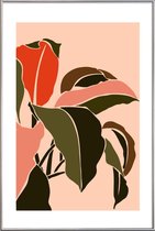 JUNIQE - Poster met kunststof lijst Plant -40x60 /Groen & Oranje