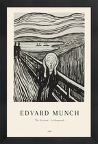 JUNIQE - Poster in houten lijst Munch - The Scream Lithograph -60x90