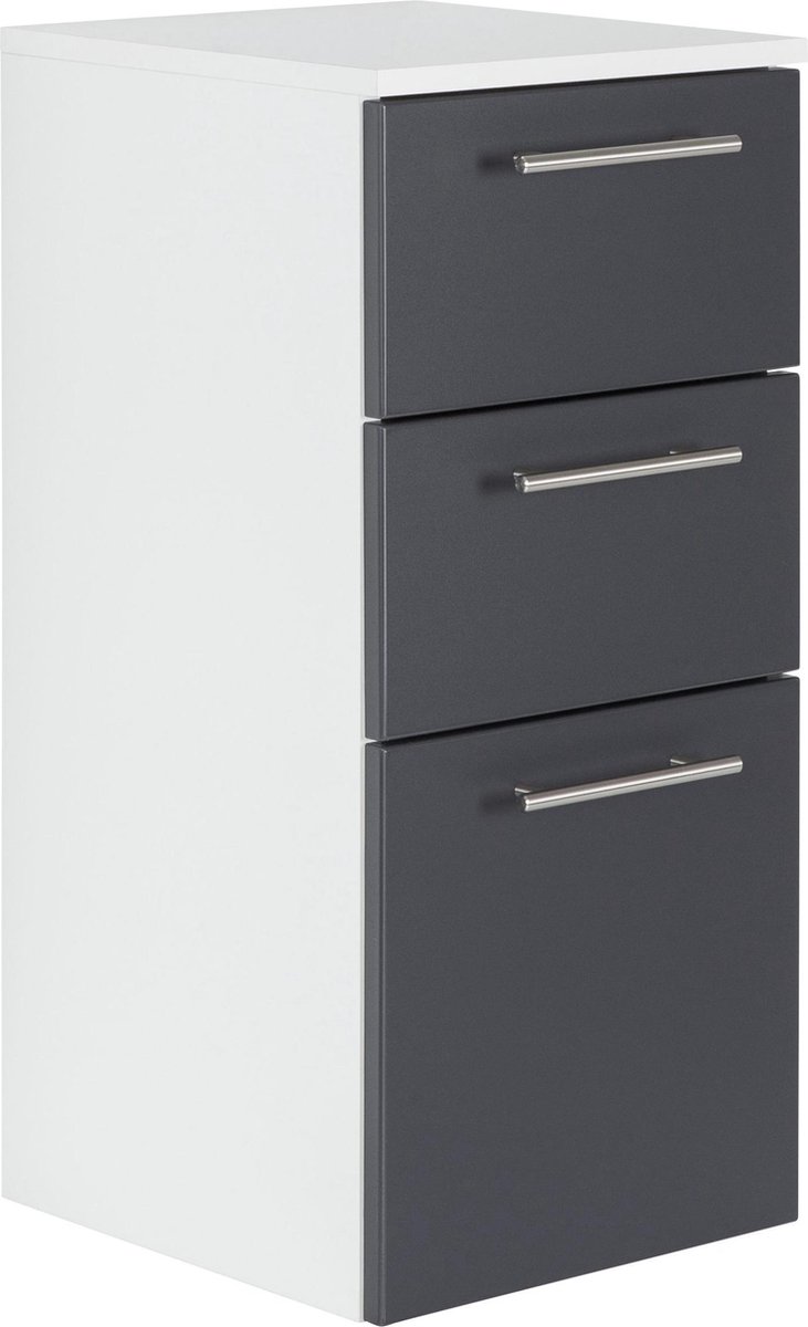 Badkamerkast Ivar Antraciet - Wit - Breedte 35.2 cm - Hoogte 75 cm - Diepte 36.8 cm