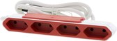 Allocacoc PowerBar EU - Câble de 1,5 mètre - multiprise plate - Blanc / Rouge - convient pour 4 prises Euro non mises à la terre