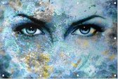 Blauwe vrouwen ogen - Foto op Tuinposter - 60 x 40 cm