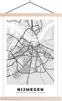 Posterhanger incl. Poster 40x60 cm - Schoolplaat - Stadskaart - Nijmegen - Grijs - Wit - Textielposter - Blanke latten