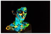 Vrouw glow in the dark - Foto op Akoestisch paneel - 150 x 100 cm