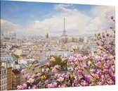 Kersenbloesem in bloei voor de skyline van Parijs - Foto op Canvas - 60 x 40 cm
