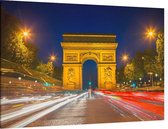 Parijse Arc de Triomphe en Champs-Elysees bij nacht - Foto op Canvas - 60 x 40 cm